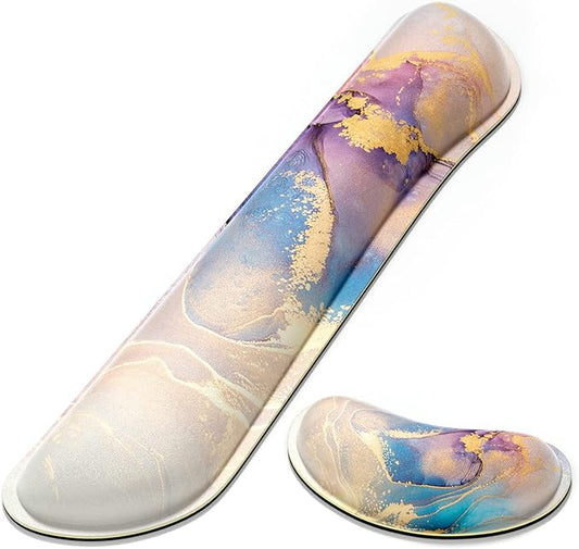 Dapesuom Enlarge Keyboard Wrist Rest, Memory Foam Wrist Cushion for Desk Mats Support, Pain Relief Keyboard Mouse Pad Rests Set with Non-Slip Base for Gaming Laptop Office Computer, Abstract Marble