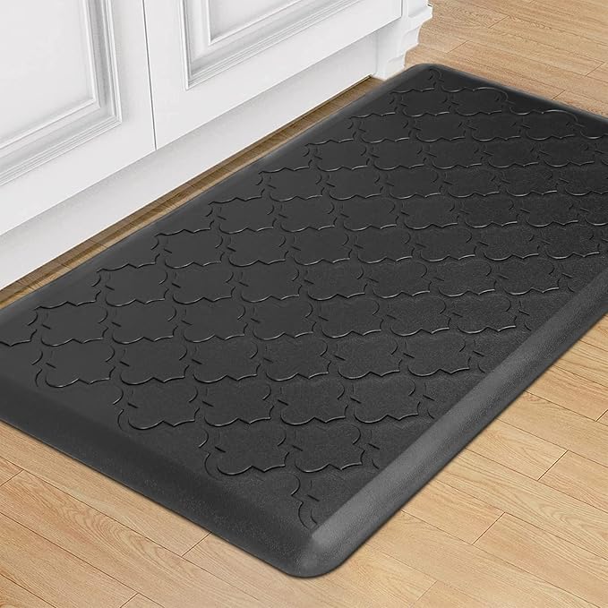 HEBE Anti Fatigue Comfort Mats for Kitchen Standing Desk Thick Cushioned Floor Mat Waterproof Rug Runner Heavy Duty Pad,17.3''x28'', Black