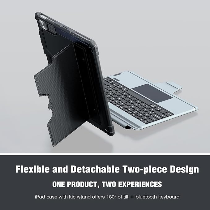 Nillkin iPad Pro 13 inch Case with Keyboard M4 2024, Slide Camera Cover, iPad Pro 13 Case with Pencil Holder and 7 Colors Backlit Wireless Detachable Keyboard, Multi-Touch Trackpad