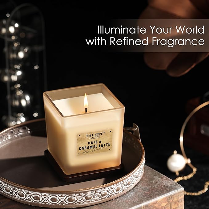 Deluxe Noble Scented Candles, Soy Candles for Home Scented, 7.05oz, Aromatherapy Candles with Lid, Cafe & Caramel Latte
