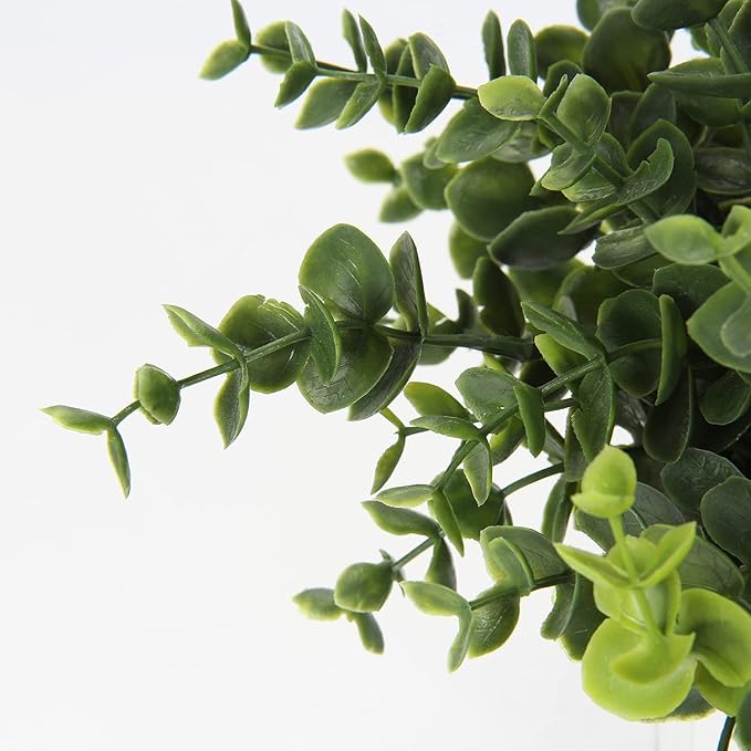 Hollyone Faux Plants Indoor Artificial Mini Potted Plants Plastic Green Plant Small Fake Plants Eucalyptus Decor in Pots for Home Table Room Bathroom Decor