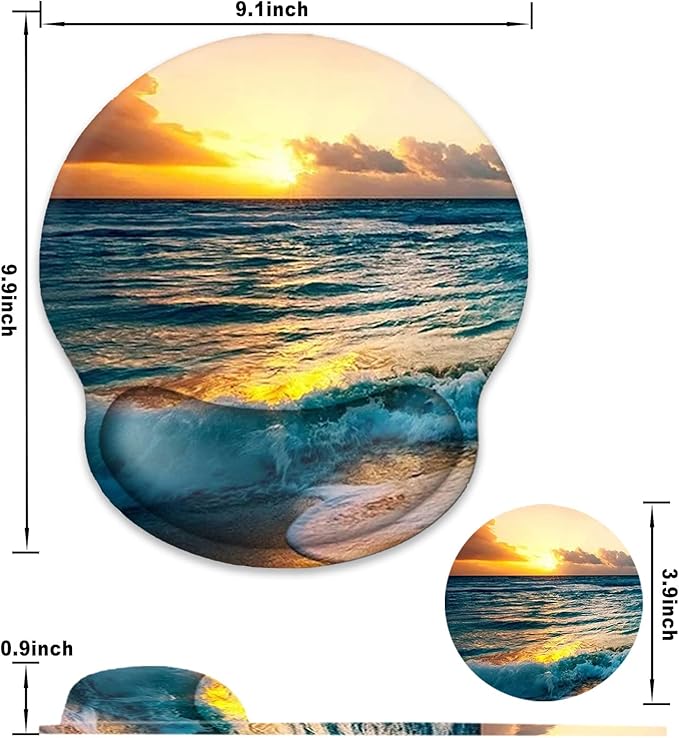 ToLuLu Mouse Pad Wrist Rest Support Gel, Ergonomic Mouse Pads with Non Slip PU Base, Mouse Wrist Rest Pad for Laptop Computer Home Office Working Gaming Pain Relief, Sunset& Beach