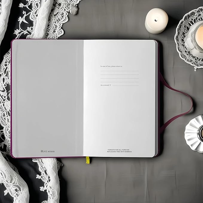 BUKE A5 Dotted Journal – 160gsm Ultra Bamboo Paper, Moon & Star Foil Cover, Flat Lay Notebook with Gift Box – 160 Pages, 5mm Dot Grid, Faux Leather Hardcover (Red)