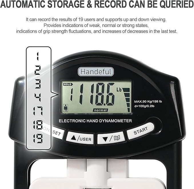 Hand Dynamometer Grip Strength Trainer - 397 Lbs / 180 Kgs Electronic Hand Grip Strength Tester Grip Strengthener Hand Exerciser Meter Digital Hand Grip Training Gauge for Sport Home School Use