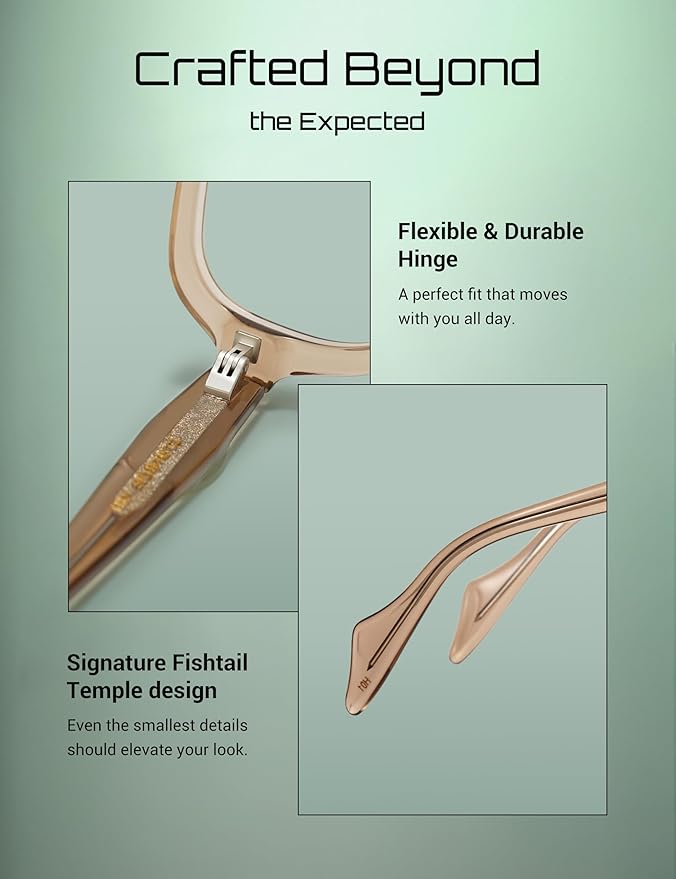 TIJN Vintage Inspired Blue Light Blocking Glasses, Modern Square Acetate Computer Screen Eye Glasses for Woman Men, AL01