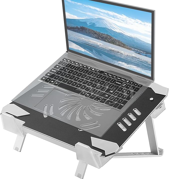 Laptop Stand LED Lights Laptop Stand with Fan 2 USB Ports for 14-17 inch Laptops Front and Rear Height Stand Ergonomic Gaming Laptop Cooling Pad, Black