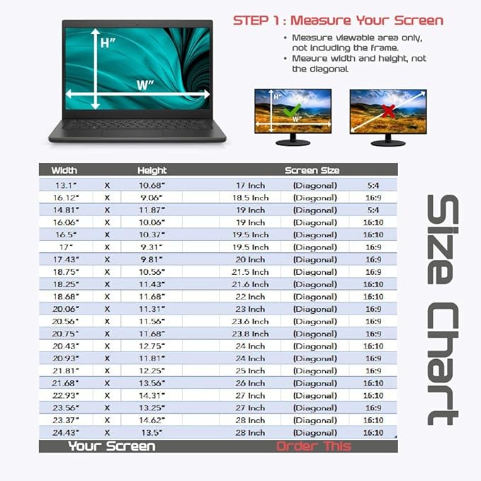 Computer Privacy Screen Filter for Widescreen Monitor - Anti-Glare, Blue Light Reduction, and Privacy Shield Protector - 23.8 Inch 16:9 Aspect Ratio