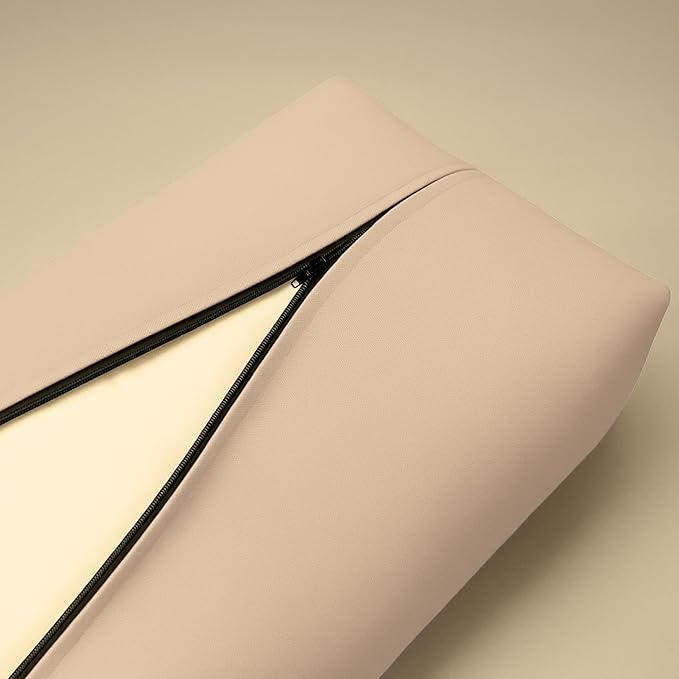 Yogikuti Cotton-Filled Rectangular Bolster for Iyengar Yoga- Cotton Pillow Best for Back Support & Chest-Opening in Restorative Poses, Meditation (Beige)