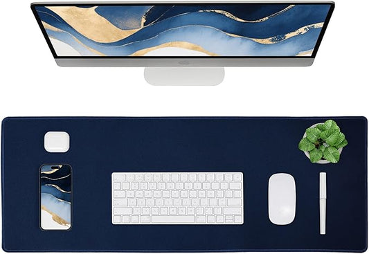 ALOANES Waterproof Mouse Pad with Durable Stitched Edge, XXXL gaming Keyboard Pad, Non-Slip Rubber Base Mouse Mat, Extended Desk pad for Gamer, Office & Home, Dark Blue Mousepad 35.4''x 15.7''x 0.12''