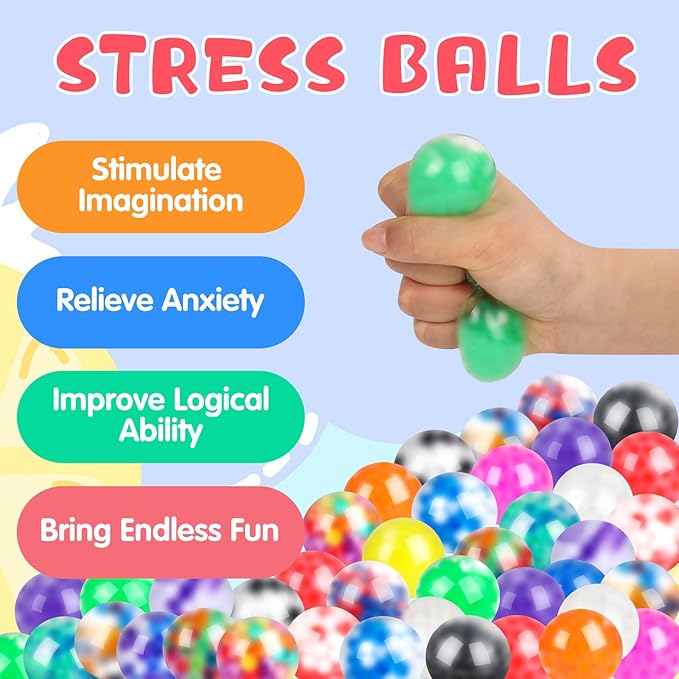 VESPRO 80Pack Stress Balls for Adults, Squishy Toys, Bulk Squishy Squeeze Balls Fidget Toys, Anxiety and Stress Relief Ball for Adults, Party Favors, Birthday Gift and Goodie Bag Stuffers