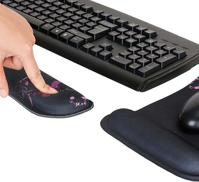 RICHEN Keyboard Wrist Rest Pad and Mouse Wrist Rest Support Mouse Pad Set,Sturdy & Comfortable & Lightweight for Easy Typing & Pain Relief-Ergonomic Support (Purple Butterfly)