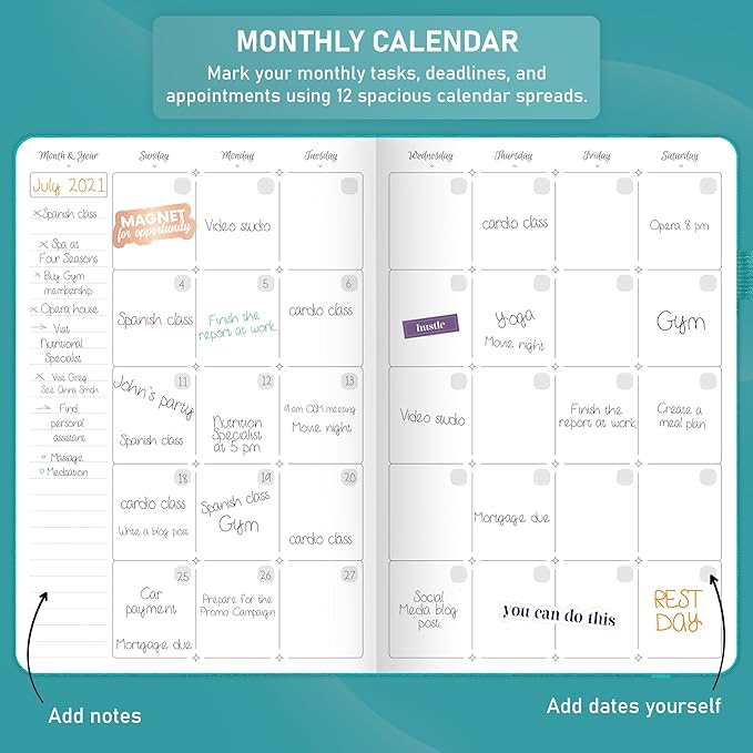 GoGirl Weekly Schedule Planner – Hourly Work & Life Planner with Time Slots – Vertical Agenda Organizer for Daily Productivity, A5 (Turquoise)
