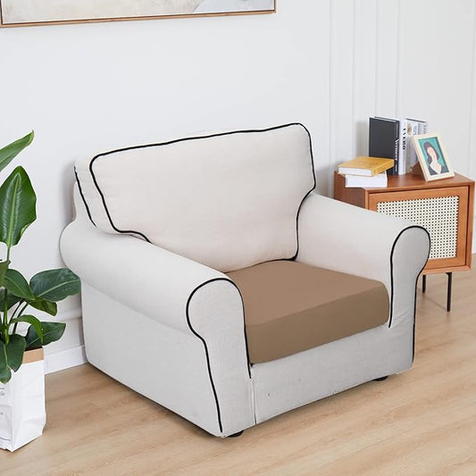 Easy-Going 100% Waterproof Chair Sofa Seat Cushion Slipcovers Couch Cushion Cover Stretch Furniture Protector for Kids, Pets (Chair Cushion, Camel)