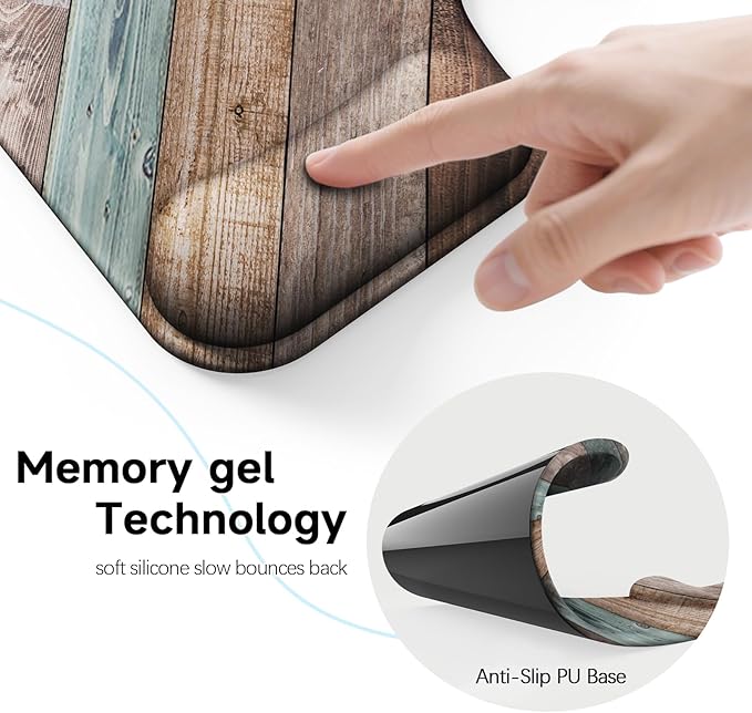 Ergonomic Mouse Pad with Gel Wrist Rest (1"& 1.2" Dual Height) - Mouse Pads Compact Mousepad Desk Mat Office, Gaming & Carpal Tunnel Relief | Non-Slip Rubber Base Rustic Wood Pattern