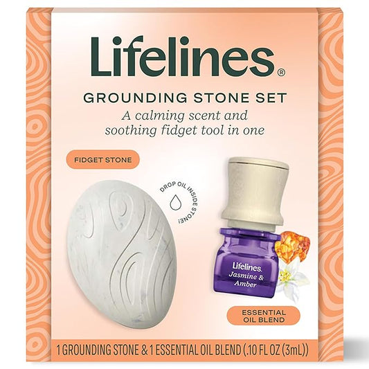 Lifelines Scent-Infused Grounding Stone & Oil Blend Gift Set - Fidgets for Tweens, Teens & Adults with Essential Oil Blend - Stocking Stuffers, White Elephant & Holiday Gifts for Christmas