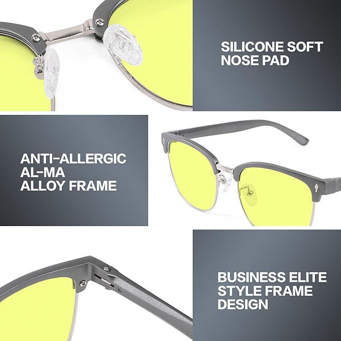 BIRCEN Blue Light Blocking Glasses: Al-Mg Metal Bluelight Computer Clear Glasses for Men Women Anti Eyestrain Office Home