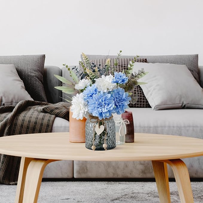 Leftover Fake Flowers in Vase,Faux Flowers in Vase,Table Centerpieces for Dining Room,Flower Centerpieces for Tables,Artificial Flowers,Kitchen Decor,Coffee Table Decor