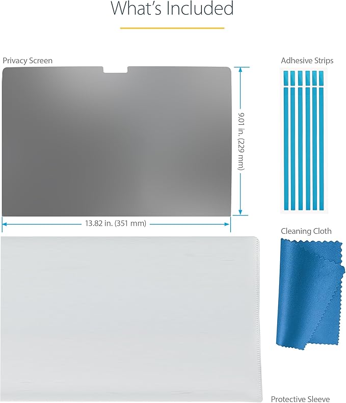 StarTech.com 16-inch MacBook Pro 21/23 Laptop Privacy Screen, Anti-Glare Privacy Filter w/51% Blue Light Reduction, Monitor Screen Protector with +/- 30 deg. Viewing Angle (16M21-PRIVACY-SCREEN)