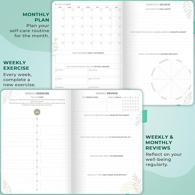 Clever Fox Self-Care Journal Premium – Daily Gratitude & Mental Health Notebook for Women – Reflection & Personal Development Journal (Turquoise)