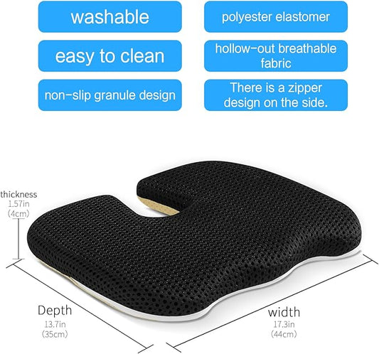 Gooo&Ma Seat Cushion,Air Fiber Cushion for Office Chair, Desk Chair Cushion for Long Sitting Office Workers, Car Drivers (Black)
