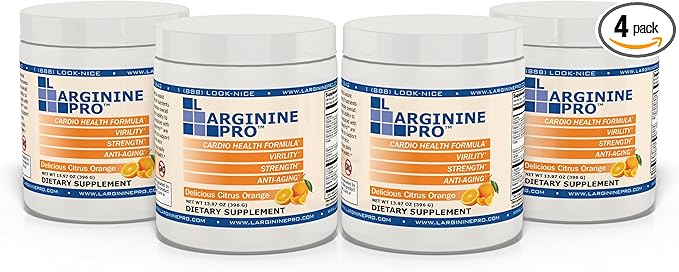 L-ARGININE PRO | 5,500mg L-Arginine Plus L-Citrulline 1,100mg Orange Powder Drink Mix Supplement for Increased Nitric Oxide Production