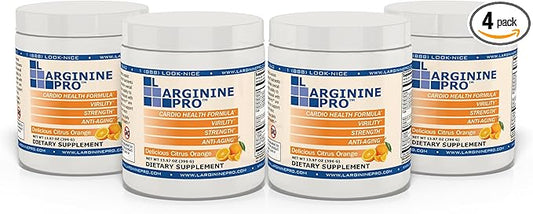 L-ARGININE PRO | 5,500mg L-Arginine Plus L-Citrulline 1,100mg Orange Powder Drink Mix Supplement for Increased Nitric Oxide Production