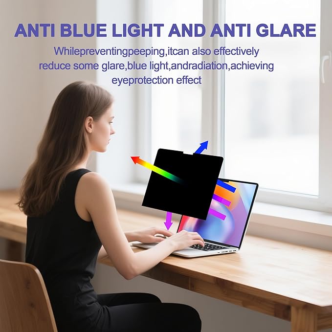 360° Privacy Screen Protector for MacBook Air 15 inch (2023-2025, M2, M3, M4), Privacy Screen Filter Compatible with MacBook Air 15.3 inch, Anti-Spy/Anti Fingerprint/Anti Blue Light/Anti Glare