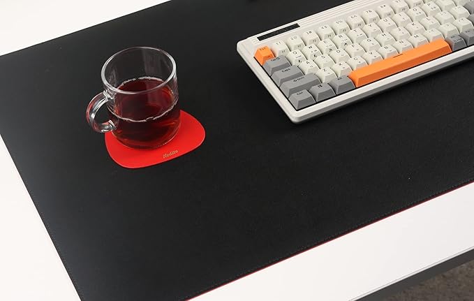 Dual-Sided Leather Desk Pad,Blotter for Laptop Computer,Mouse Pad,Writing,Drawing,Arts and Craft Mat (17"x35", Black/Red)