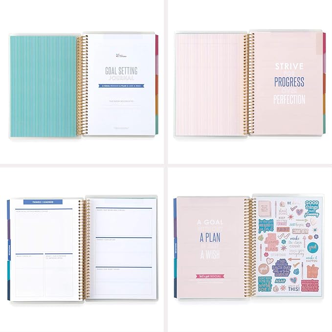 Erin Condren Coiled A5 Planner - Goal Setting, Featuring Goal-setting Tips and Advice, Goal-tracking Spreads, To-do Lists for Action Steps, and More. Boost Productivity