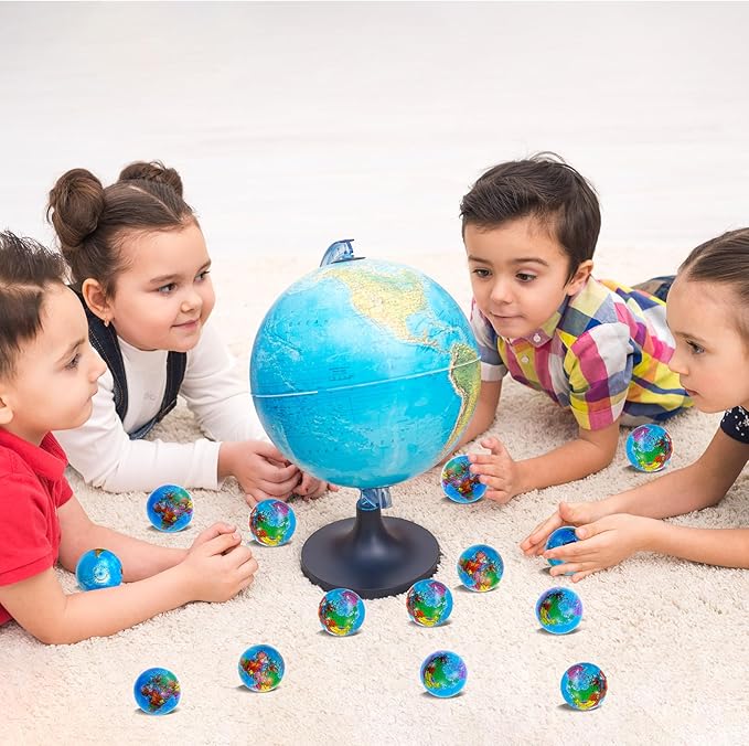 96 Pcs Globe Squeeze Balls Bulk,2 inch Earth Stress Relief Balls,Soft Foam Stress Ball Toy for Finger Exercise, Foam Squeezable Balls Classroom School Office Party Favors