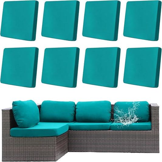 8Pcs Outdoor Cushions Covers Waterproof, Patio Cushion Covers, Stretch Cushion Covers Replacement,Cushion Slipcovers, Furniture Cushion Covers (Peacock Blue, 8PCS)