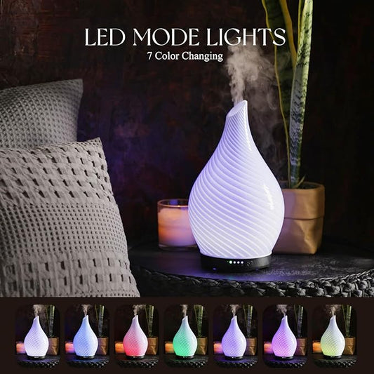 Porseme 280ml Essential Oil Diffuser Glass Color Changing Aroma Air Diffusers Aromatherapy Ultrasonic Cool Mist Humidifier 7 Running Hours Waterless Auto-Off for Sleeping, Yoga, Spa (Pure Purple)