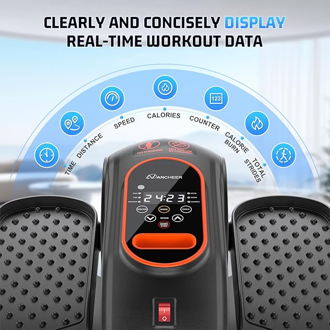 ANCHEER Under Desk Elliptical, 24-in-1 (12 Auto & 12 Manual) Elliptical Machine with Wireless Remote&Dual-Direction, Quiet Compact Leg Exerciser for Home Office