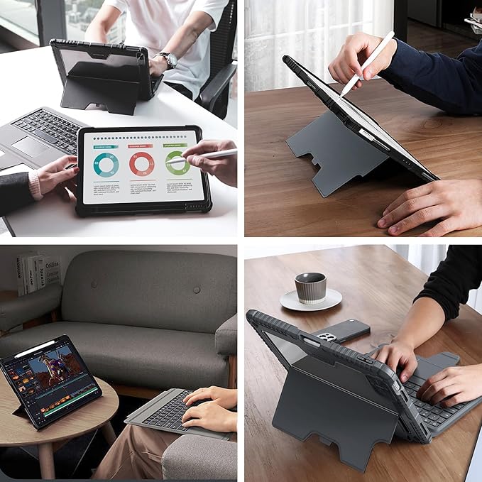 Nillkin for iPad A16 11th 10th Generation Case with Keyboard, Slide Camera Cover, Protective Detachable Wireless Keyboard with Pencil Holder and Trackpad for iPad 11 in A16 2025 10th Gen 10.9 in 2022