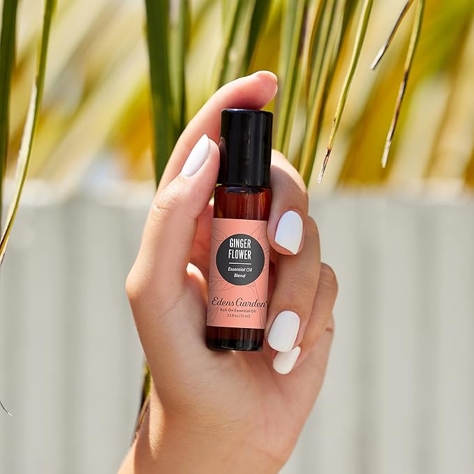 Edens Garden Ginger Flower Essential Oil Roll-On Blend- 100% Pure Premium Grade, Natural, Therapeutic, Aromatherapy, Kid & Skin Safe, The Best for Gifts, Relaxation Pre-Diluted 10 ml (.33 fl oz)