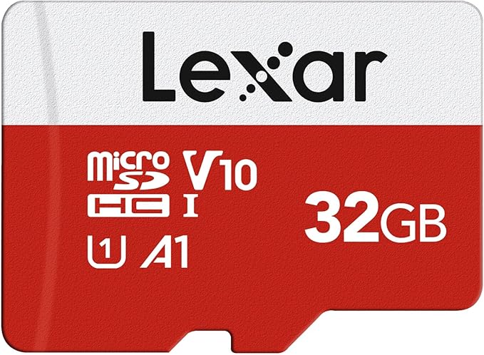 Lexar E-Series 32GB Micro SD Card, microSDHC UHS-I Flash Memory Card with Adapter, 100MB/s, C10, U1, A1, V10, Full HD, High Speed TF Card