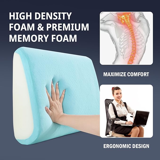 HOMBYS Lumbar Support Pillow for Recliner Chair, Memory Foam Back Support Cushion for Elderly,Extra Large Lumbar Support Pillow,Thick Backrest for Home Reading (Navy Blue, 20“x13.5"x5")
