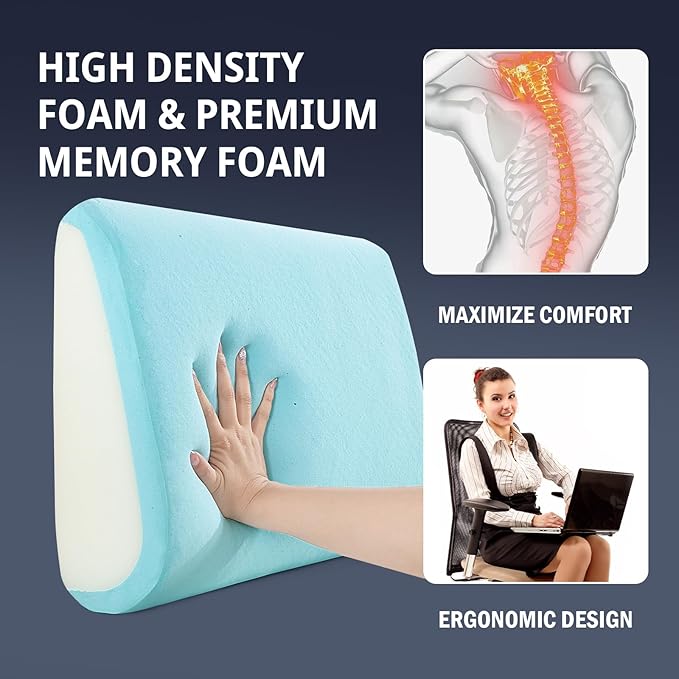 HOMBYS Lumbar Support Pillow for Recliner Chair, Memory Foam Back Support Cushion for Elderly,Extra Large Lumbar Support Pillow,Thick Backrest for Home Reading (Grey, 20“x13.5"x5")