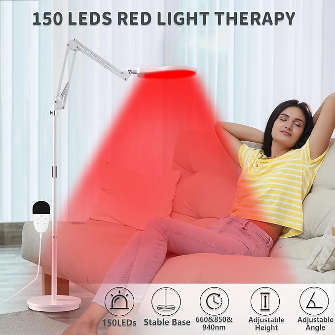 Red Light Lamp for Body, 660&850&940 Infrared Light with Timer, 150LEDS Infrared Red Light Lamp for Home/Office Use