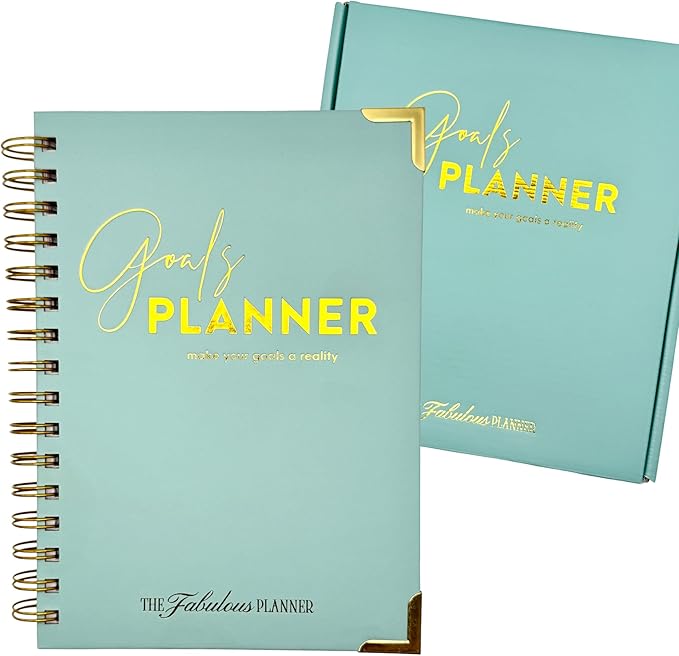 Undated Goal Planner, Daily & Weekly Organizer & Productivity Planner with Goal Setting Worksheets, To Do lists Journal, Notes & Ideas Pages, A5 Size (Aqua)