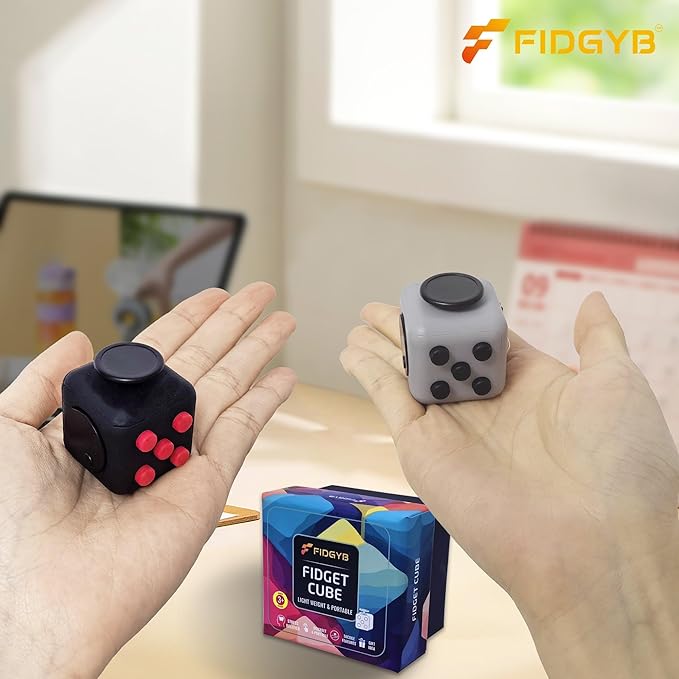 2PCS Cube Fidget Stress Relief Toy for Adults & Kids, Smooth, Quiet Sensory Toy for Anxiety, Focus & ADHD Idea[BR+LGB][2PCS]