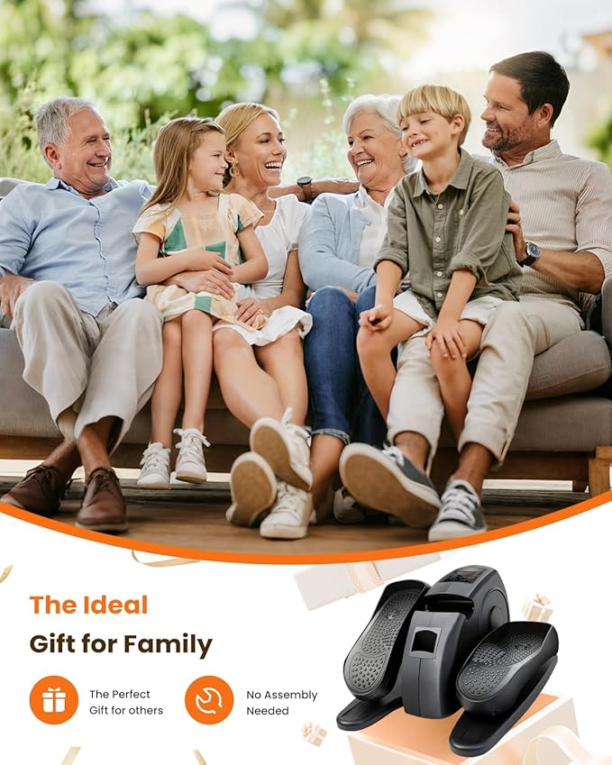 Under Desk Elliptical Machine, Ellipse Leg Exerciser as Seen on TV with Remoter, Quiet Electric Seated Pedal Exerciser, Mini Leg Exercise While Sitting for Seniors, Manual & Auto Mode for Home Office