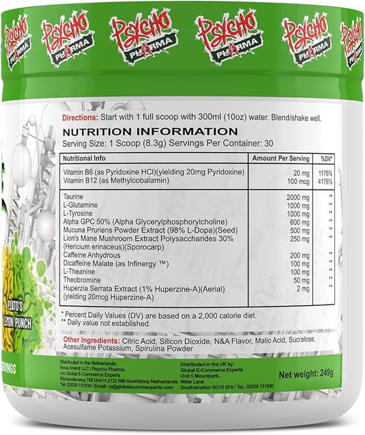 Psycho Pharma. Infinite Brain Nootropic Game Changer. Compete Win (Plato's Lemon Punch, 30 Serving)