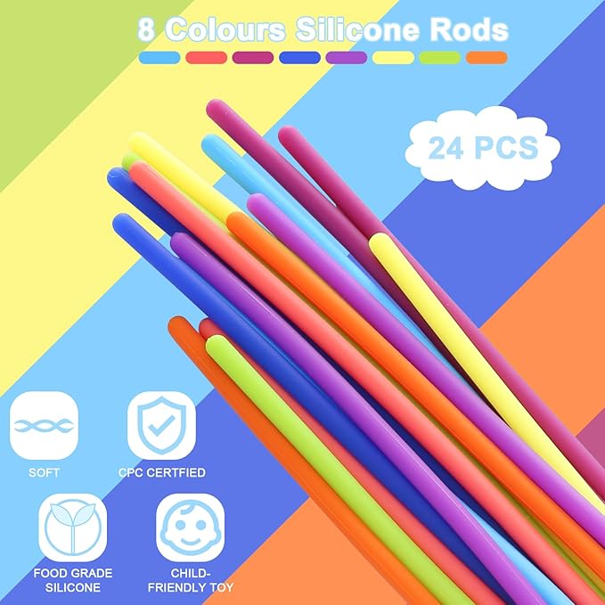 Sensory Fidget Toys Sensory Activity Ball Includes 24 Slicone Ropes for 3+ Kids & Adults with Autism, Calming Anxiety ADHD Occupational Therapy Toys