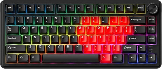 x XVX M75 75% Wireless Gaming Mechanical Keyboard, BT5.0/2.4GHz/USB-C,Hot Swappable Creamy Pre-lubed Switches, Gasket Structure,RGB Backlit Black Keyboard w/Knob for PC/Laptop/Xbox/PS4/PS5,LUMINA CORE