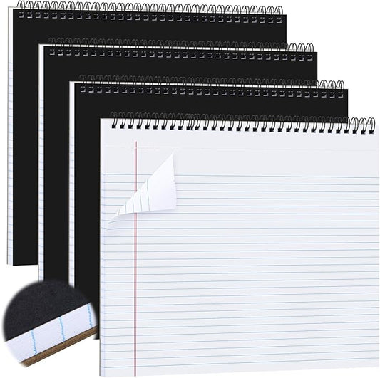 4 Pcs Legal Pads Landscape Notebooks 3 Hole Punched Top Spiral Bound Notebooks 11 x 9. 5 Inch College Ruled Drawing Notepad Tear Line for Removal 50 Sheet Office Steno Book(White)
