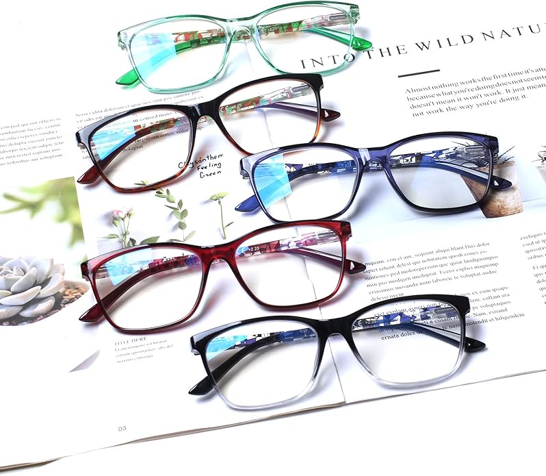 SIGVAN Ladies Reading Glasses Blue Light Blocking Spring Hinge Fashion Pattern Print Eyeglasses for Women