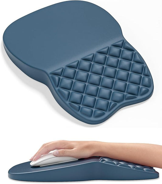 Auhoahsil Ergonomic Mouse Pad with Wrist Rest, Comfortable Slope Computer Mouse Mat with Wrist Support, Memory Foam Filling, Non-Slip Silicone Base, Pain Relief for Gaming Work, 8" x 12", Navy Blue