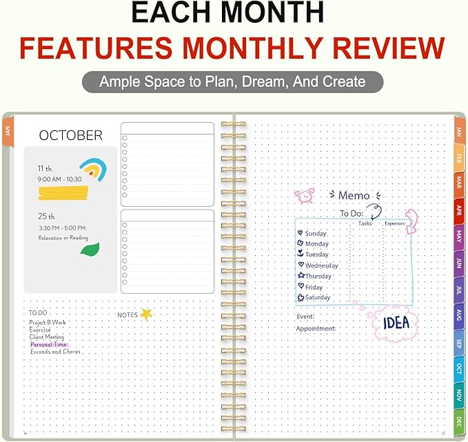 GNL Monthly Planner 2026-2027, 2 Year(27 Months) Calendar Planner, Oct. 2025 - Dec 2027, 7" x 10" Monthly Spreads & Yearly Planner, Perfect for School Office Home Planning, Green