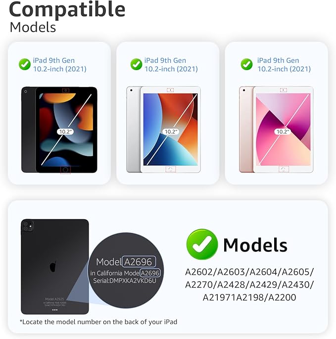 2-Pack Glass Screen Protector for iPad 10.2-in.(9th 8th 7th Gen) Military Shatterproof, 9H+ Hardness, Auto-Alignment Frame, Anti-Fingerprint, HD Clear, Scratch Resistant